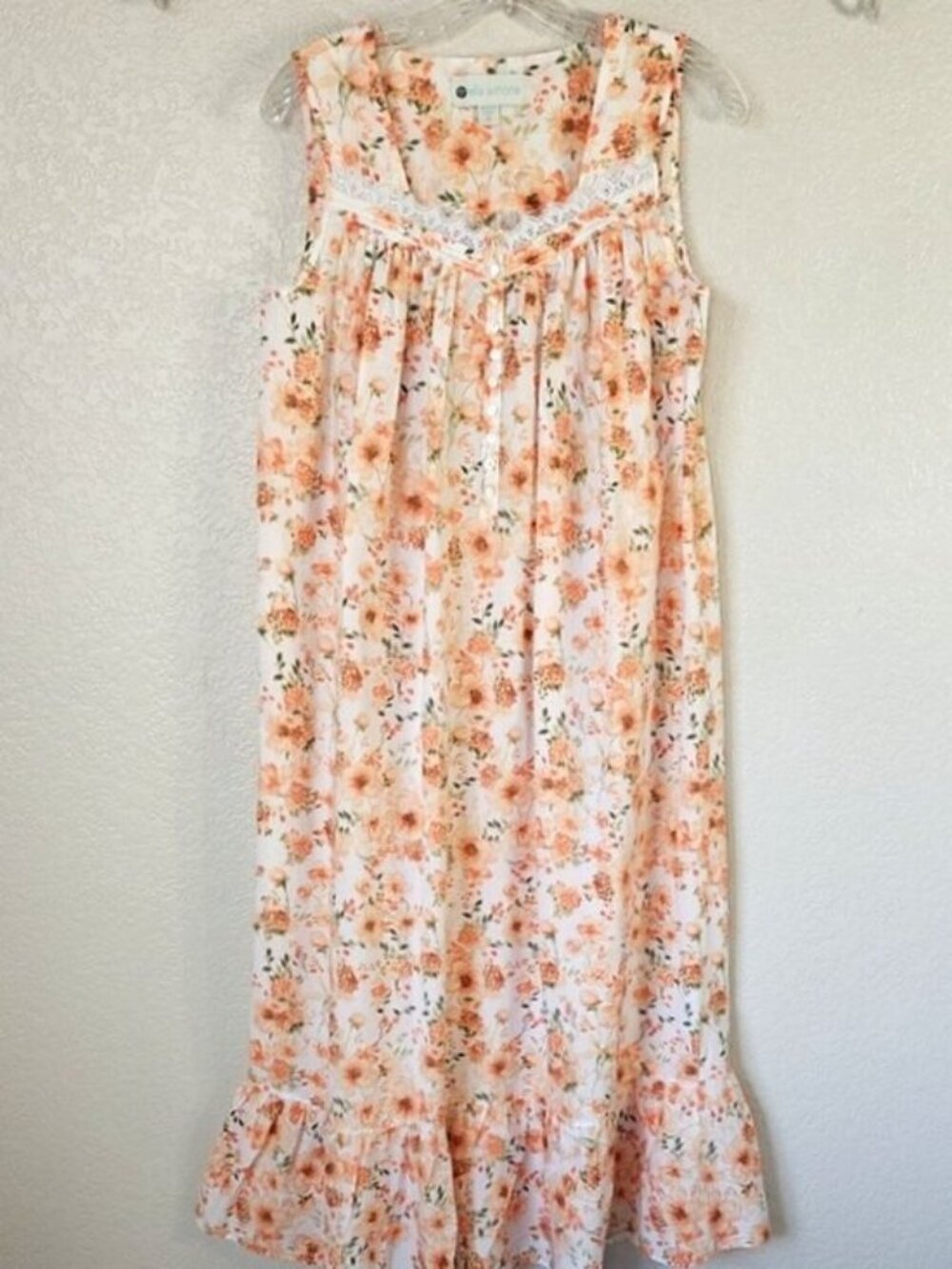 Ella Simone XS Chemise Floral Cotton Lace Ruffle Hemline Cottagecore
